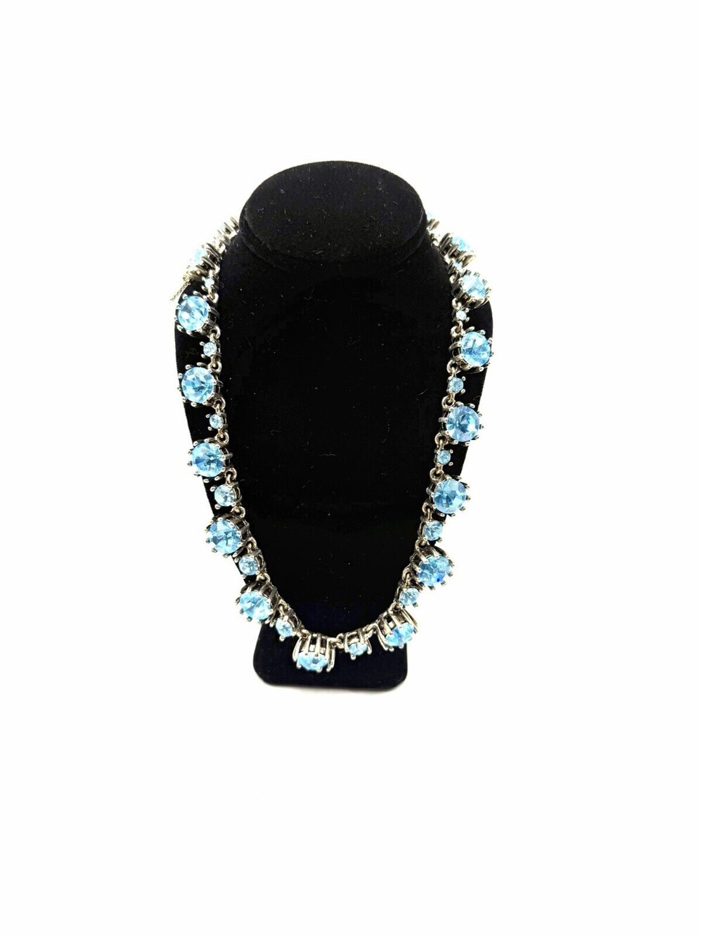 Betsey Johnson Blue Rhinestone Necklace Choker Adjustable